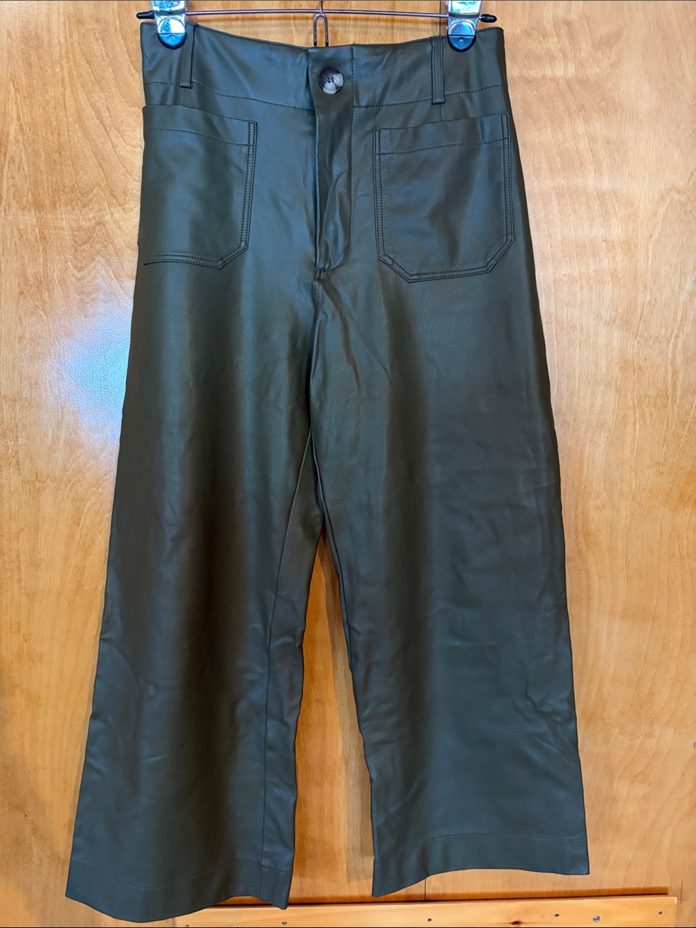 Maeve Colette Faux Leather Pants in Olive